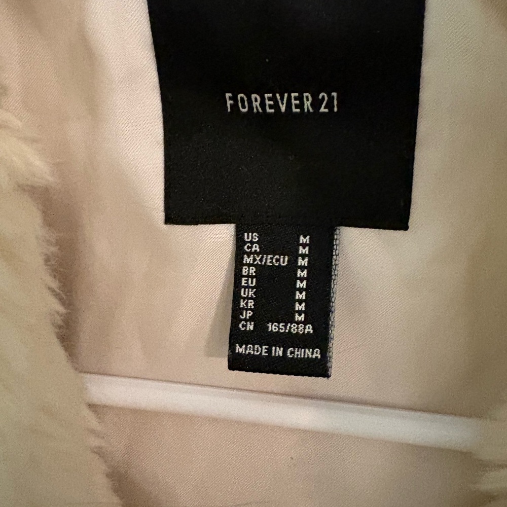 Forever 21 Women's Cream Teddy Jacket - Picture 2 of 5